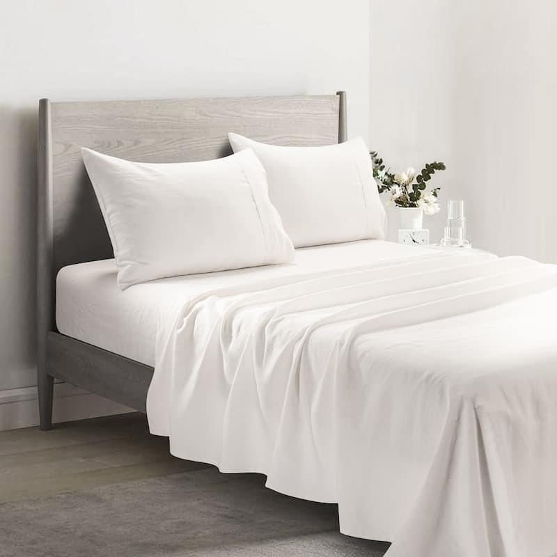 WHOLINENS Stone Washed French Linen Pillow Cases 2Pcs Side Opening