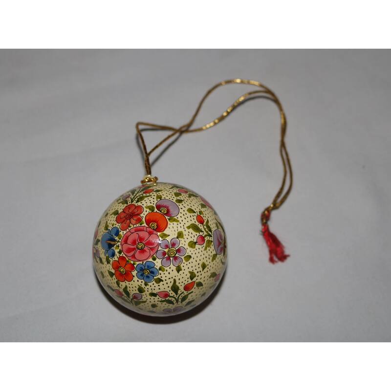 Handmade Christmas Ornaments Hand Painted by Artisan on Recycled Paper - Mir 11 - One Size