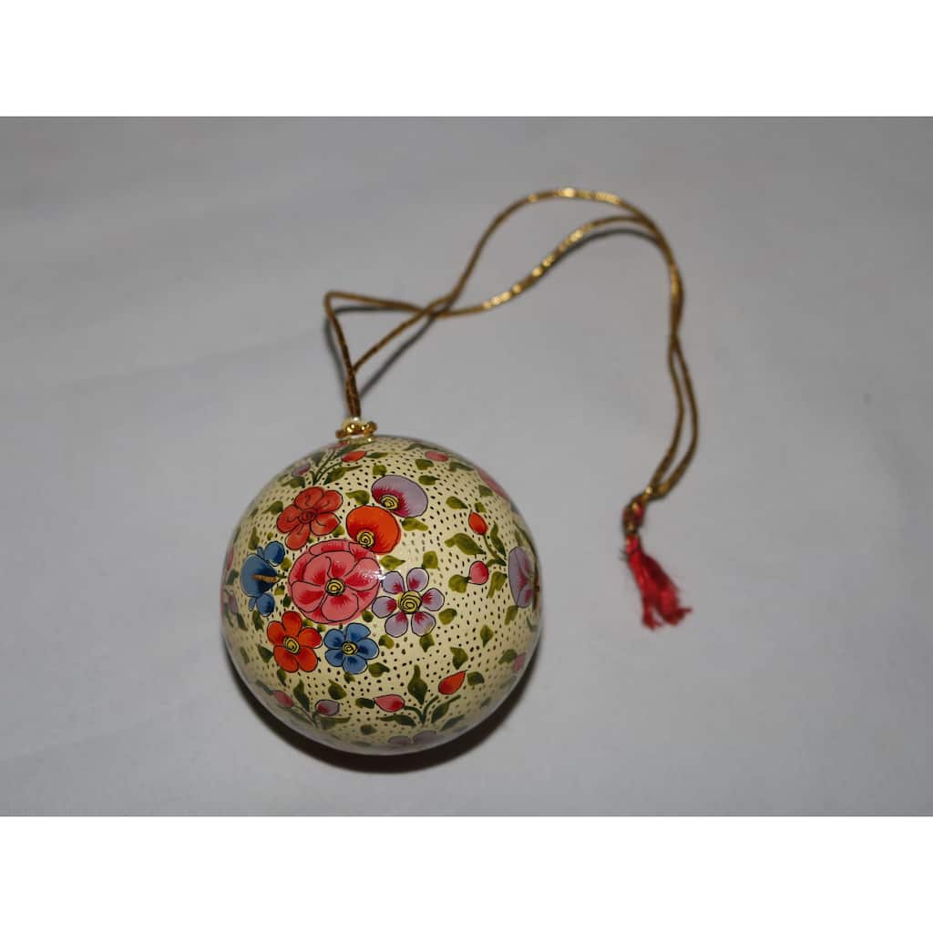 Handmade Christmas Ornaments Hand Painted by Artisan on Recycled Paper - Mir 11 - One Size
