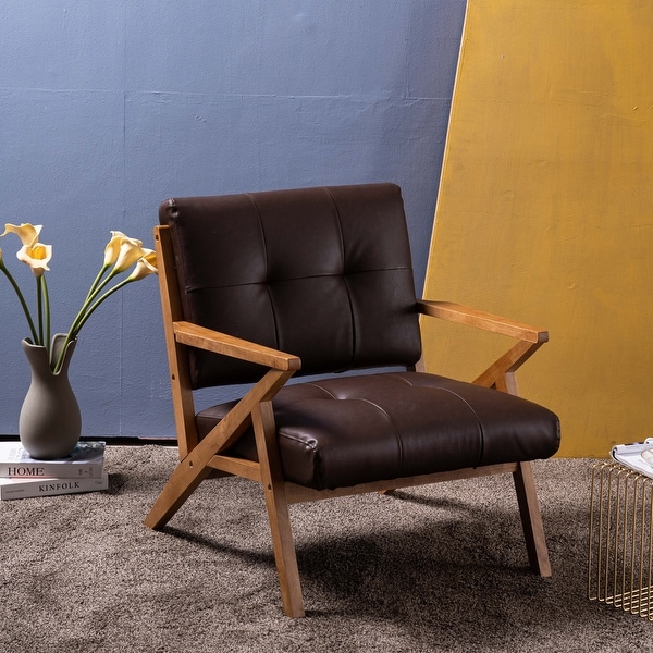 Retro Single Sofa Chair Solid Wood Lounge Accent Chair On Sale