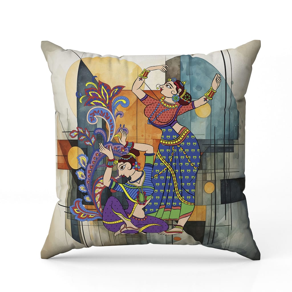Grace in Motion Indoor/Outdoor Reversible Throw Pillow Orange and Blue