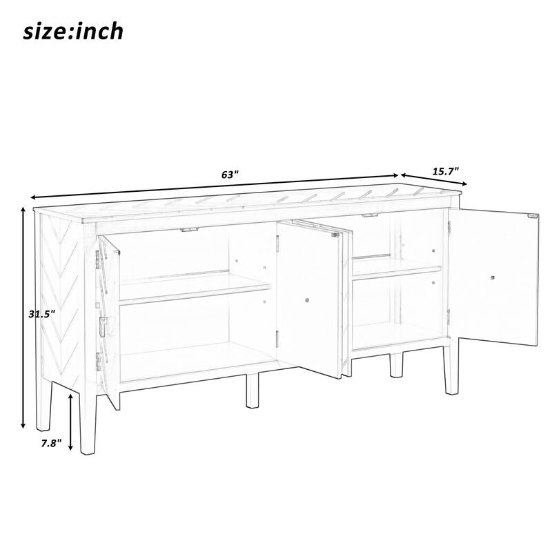 4-Door Buffet Sideboard Accent Storage Cabinet TV Console Table, Black