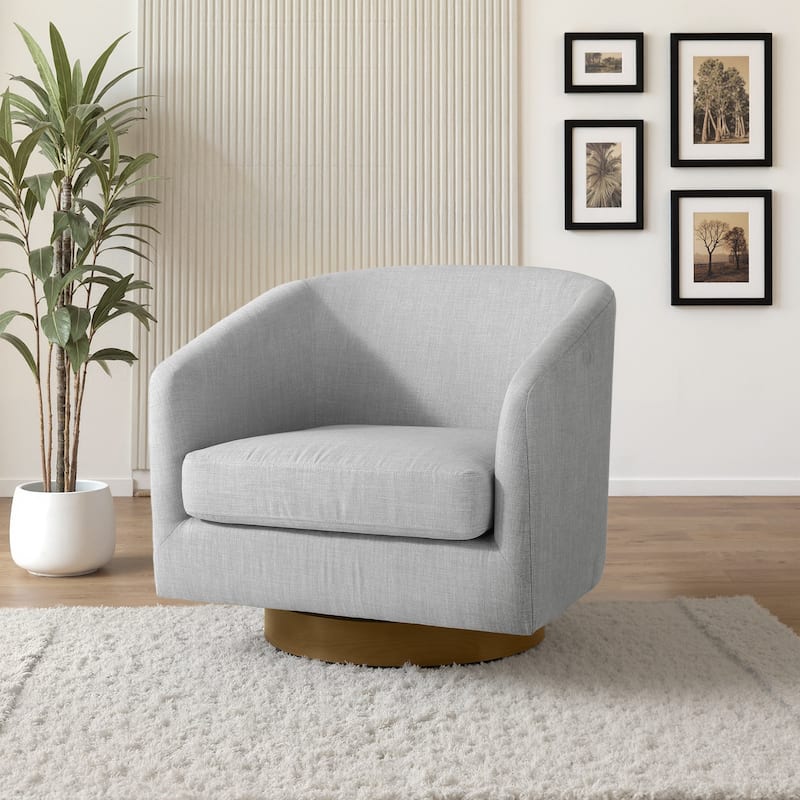 2 Set Modern Wide Round Swivel Accent Barrel Chairs