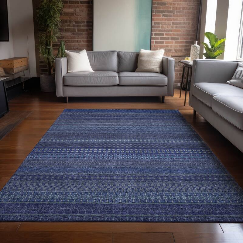 Rana Stripe Weather Resistant Blended Style Runner Outdoor Rug