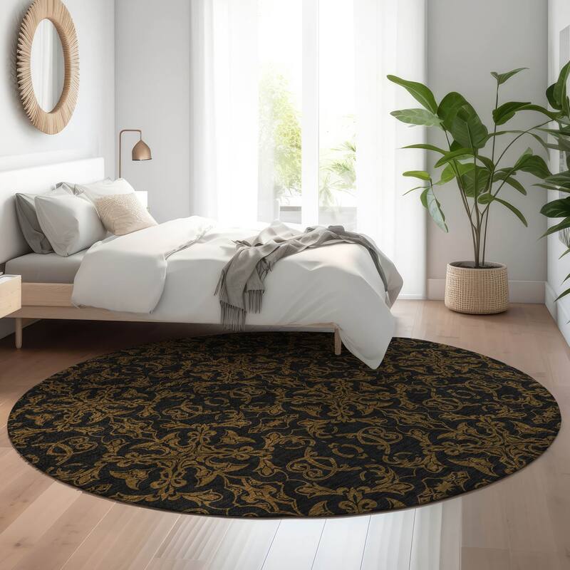 Premium Washable Super Soft Dark Traditional Mayfield Rug - Brown - 8' x 8'
