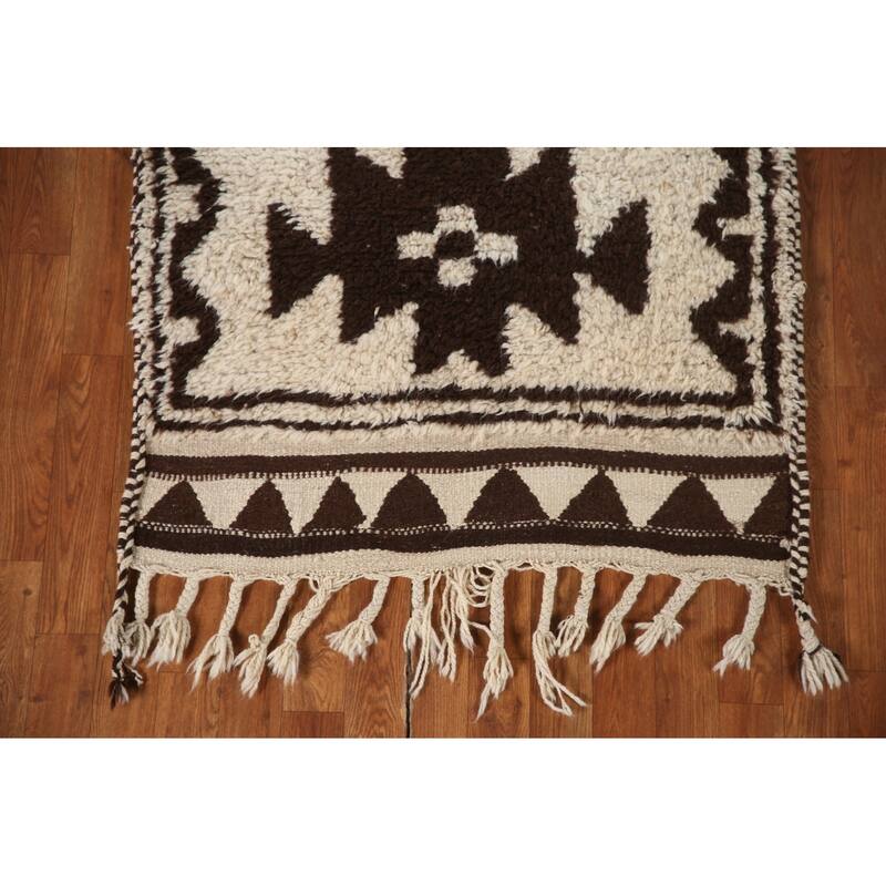Natural Dye Kurdish Turkish Runner Rug Hand-knotted Wool Carpet - 3'4"x 11'4"