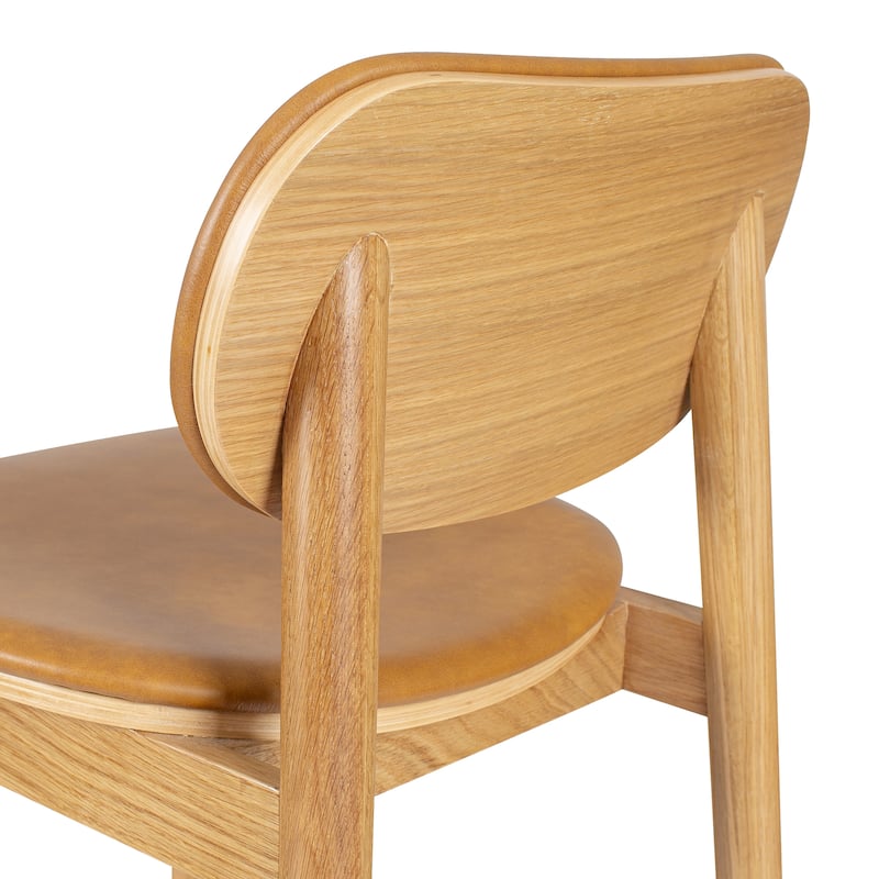 Poly and Bark Bonato Leather Counter Stool - Solid Wood Frame
