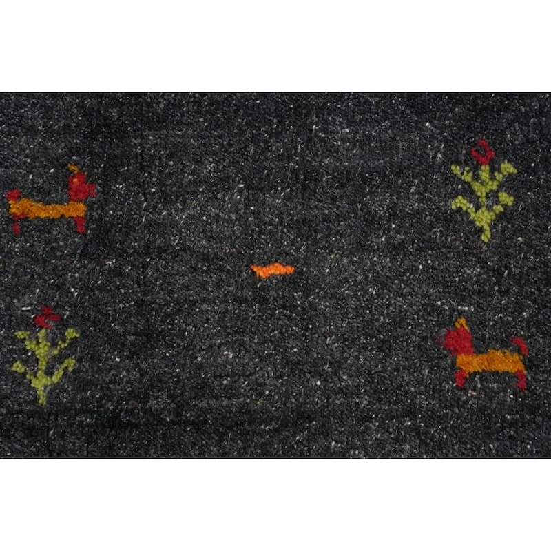 Hand Knotted Oriental 100% Wool Carpet Tribal Animal Pictorial Greys & Charcoal Gabbeh Area Rug - 10' 0'' X 6' 2''