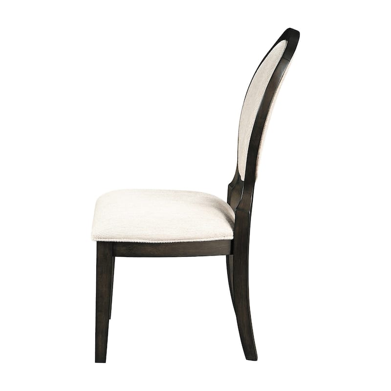 Brown/Cream Fabric Upholstered Wood Frame Dining Chair, Set of 2, Sturdy Dining Chair for Dining Rooms - 24.6