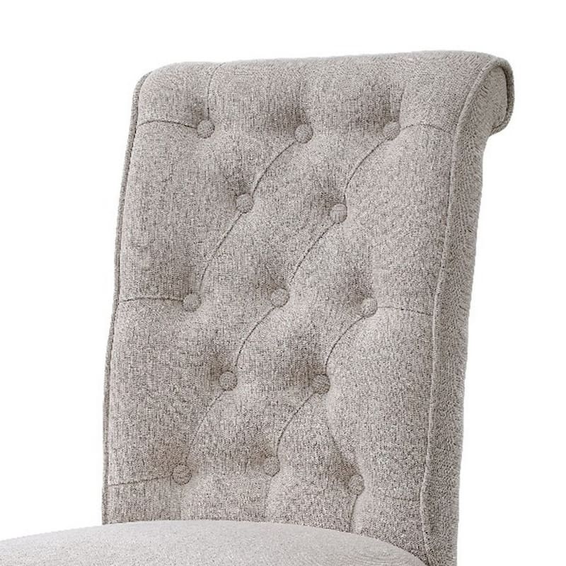 Side Chair with Button Tufted Backrest, Set of 2, Beige