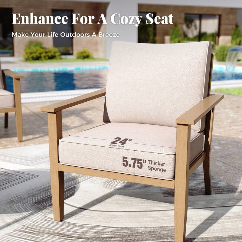 MAISON ARTS 5/7-Seat Outdoor Webbing Design Sofa Set, Patio Conversation Set with Round Coffee Table