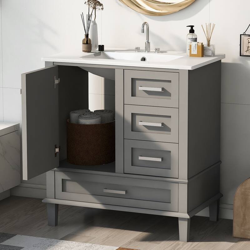 30"Bathroom Vanity,Modern Bathroom Cabinet with Sink Combo Set,Bathroom Storage Cabinet with a Soft Closing Door and 3 Drawers