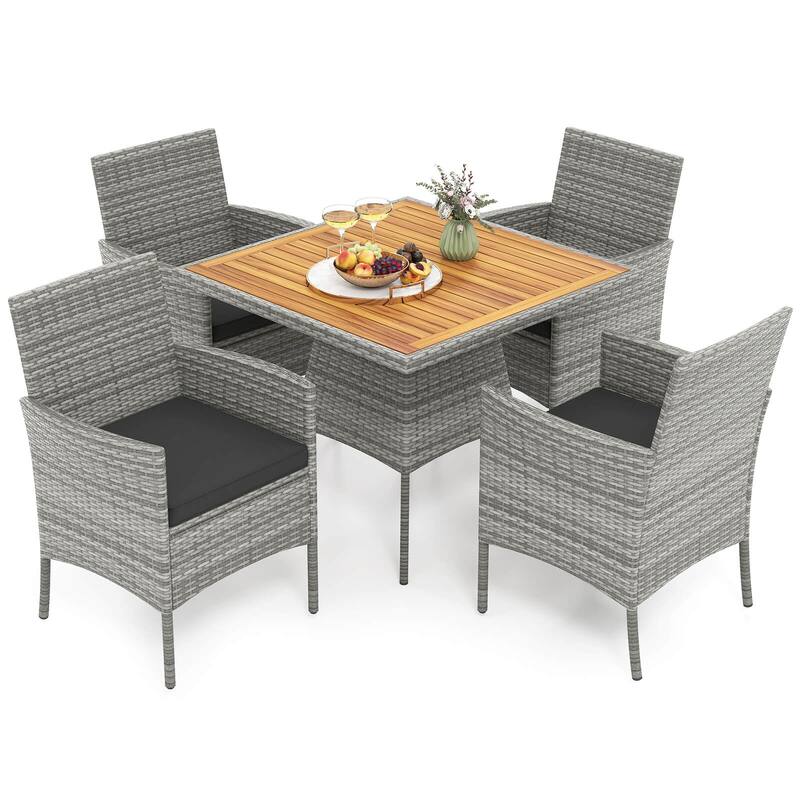 Costway 5 Pieces PE Wicker Patio Dining Set with Cushions and 1.97" - See Details