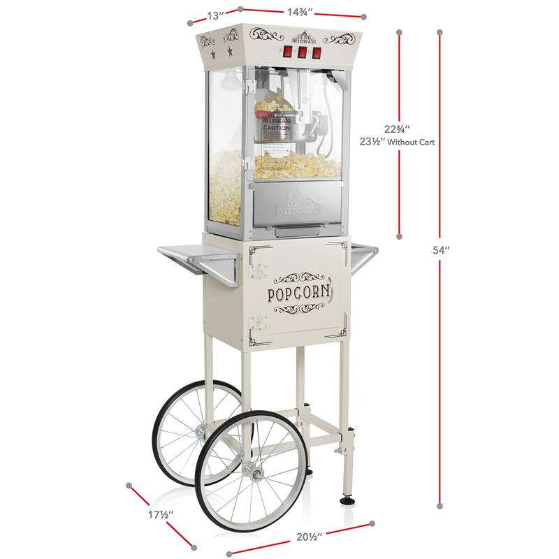 Movie TheaterStyle Popcorn Machine with Cart and 10oz Kettle
