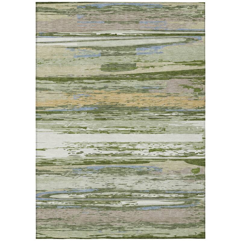 Machine Washable Indoor/ Outdoor Abstract Stripes Chantille Rug