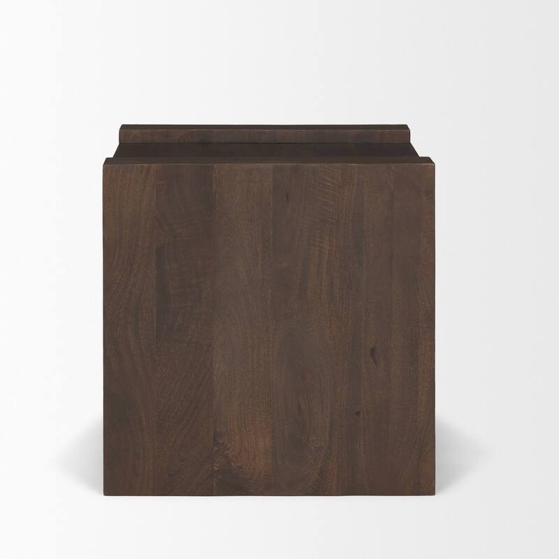 HomeRoots 22" Espresso and Brown Solid Wood and Wood Tray Table - 22.00 in. x 22.00 in. x 23.00 in.