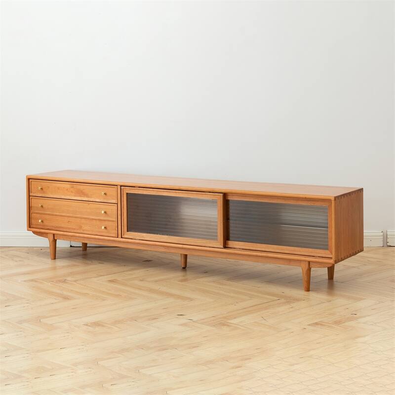 North America FAS Grade Solid Cherry Wood TV Cabinet With Two Drawer