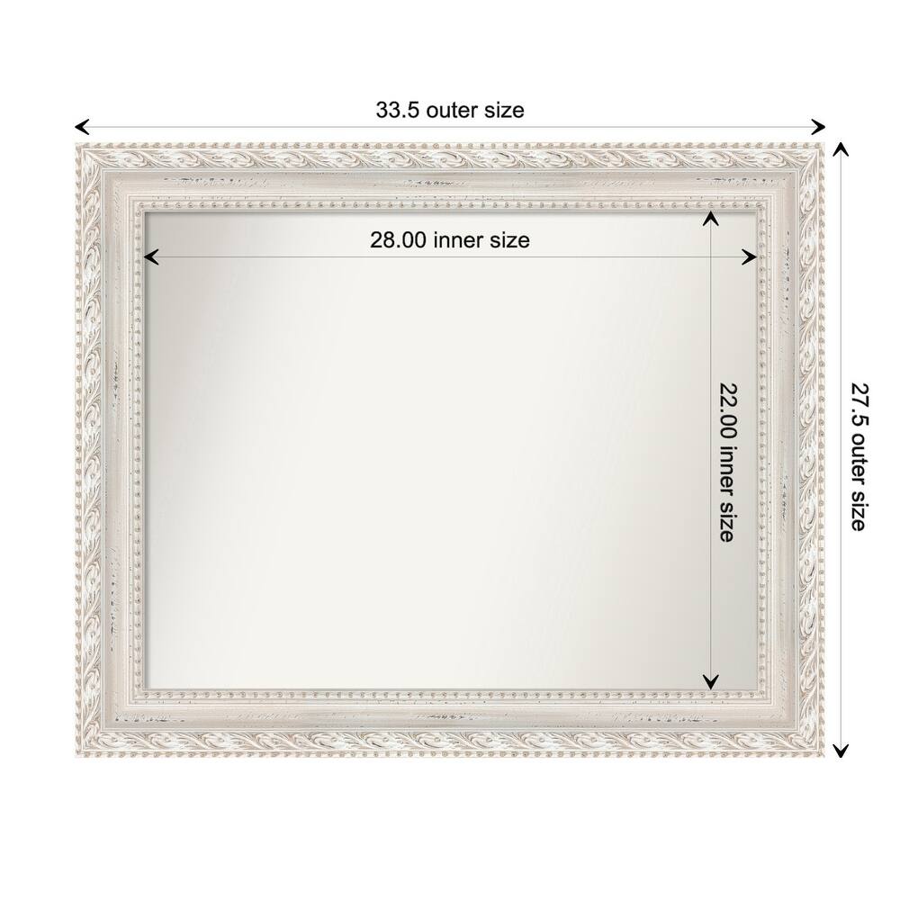 Opera Off White Non-Beveled Wood Framed Bathroom Vanity Wall Mirror - Opera Off White