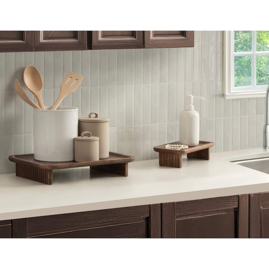 Kate and Laurel Risecroft Ribbed Tray Set - 2 Piece