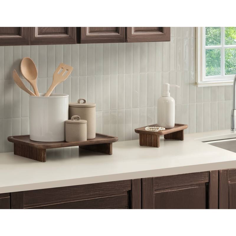 Kate and Laurel Risecroft Ribbed Tray Set - 2 Piece