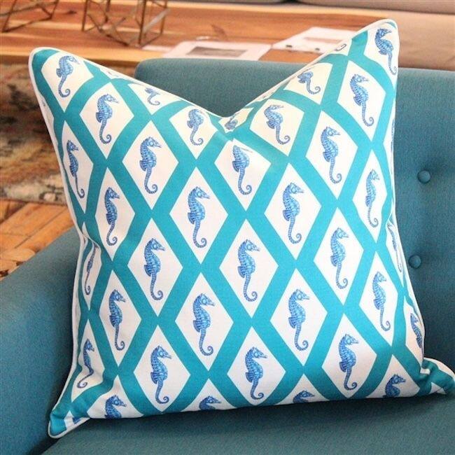 Capri Argyle Seahorse Throw Pillow
