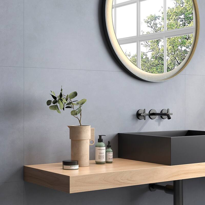 Foundry 24x48 Matte Porcelain Tile - Floor, Wall - Large Format - Case of 2 (15.5 Sq. ft.) - Denim