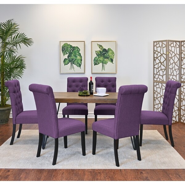 Mid-Century Rectangular Ashford 7-Piece Dining Set, Purple - Bed