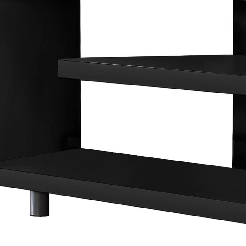 16 Black-Grey Particle Board Open Shelves TV Stand Cabinet with One Storage Drawer - 60”L x 15.75”W x 24”H