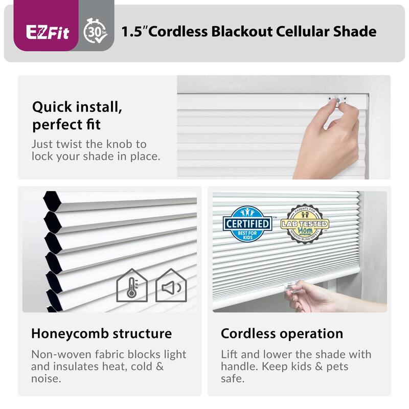 EZ Fit No Tool 1.5" BO Cellular Shade