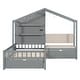 preview thumbnail 9 of 18, Versatility Twin Size House Bed with Upholstered Sofa, Wood Guardrail Bed with Shelves and Two Drawers, Charging Station Design