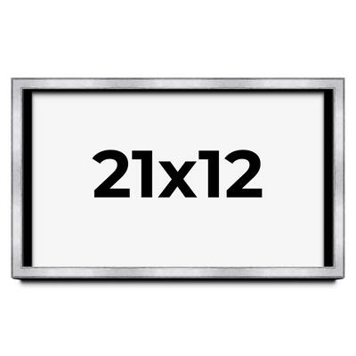 21x12 Shadow Box Frame Silver | 1.375 Inches Deep Real Wood