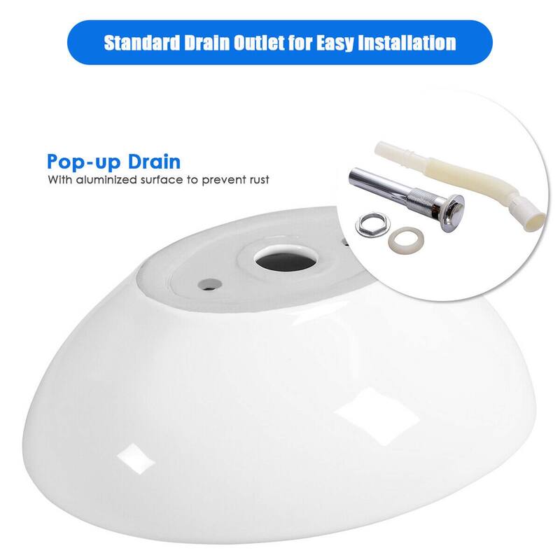 Costway Oval Bathroom Basin Ceramic Vessel Sink Bowl Vanity Porcelain