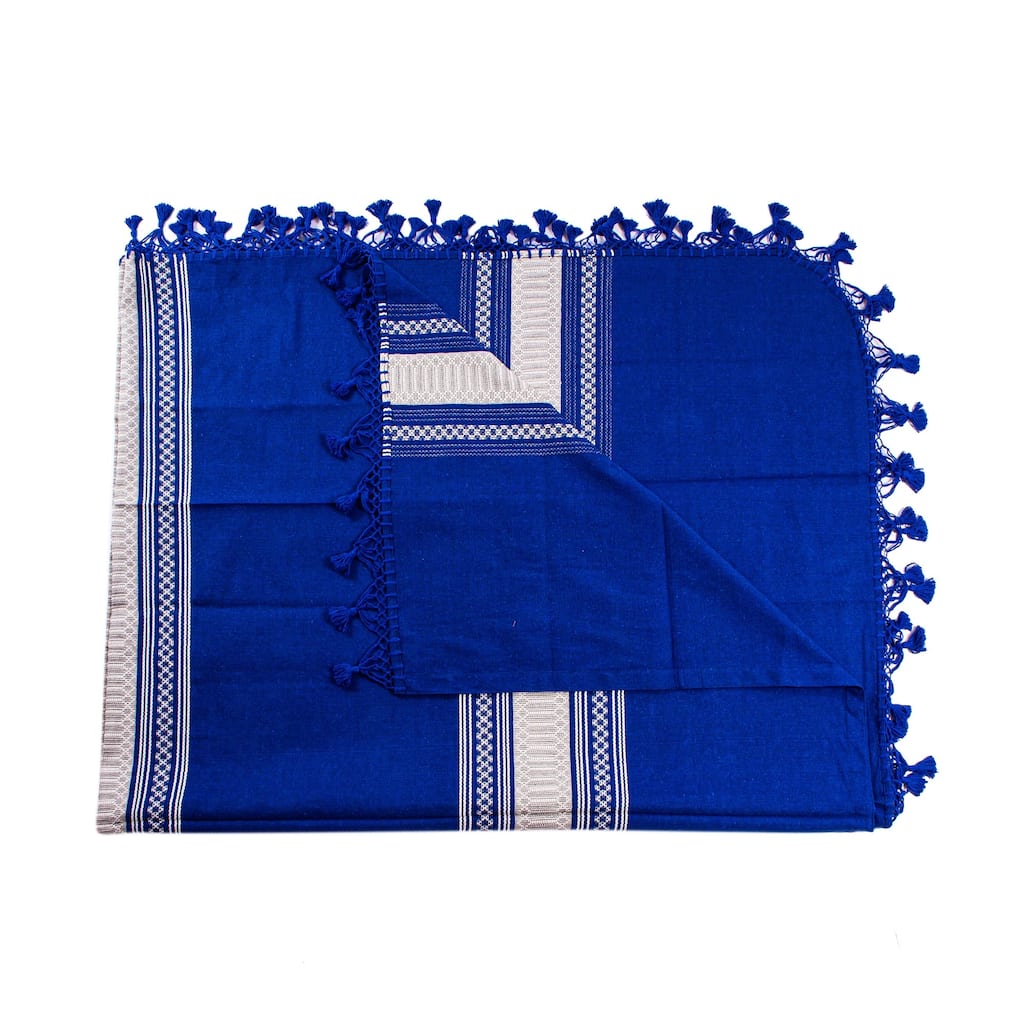 Novica Handmade Memories In Blue Zapotec Cotton Bedspread (Full/Queen)