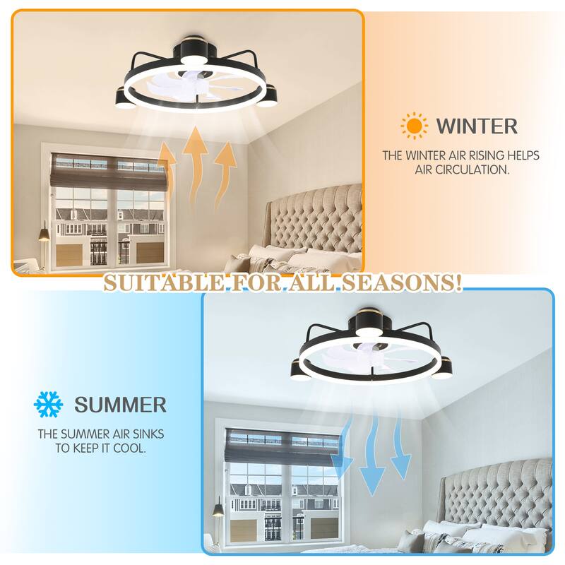 Bella Depot 3-Light Flush Mount Ceiling Fan with Dimmable LED Light and Remote APP Control for Children