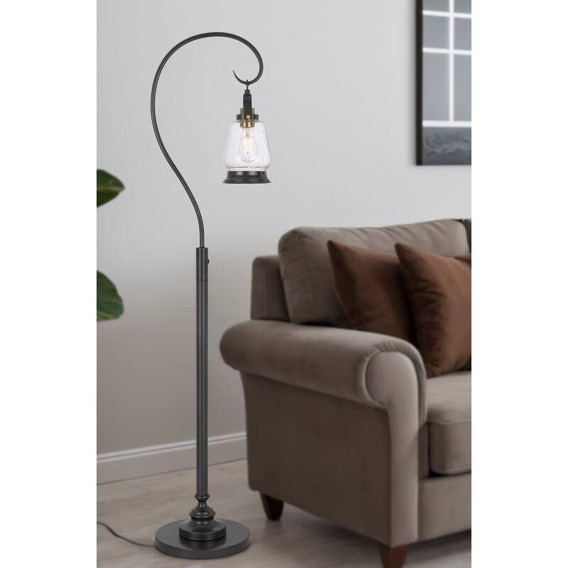 60W Terni floor lamp with bubbled glass and rocker switch on pole - One Size