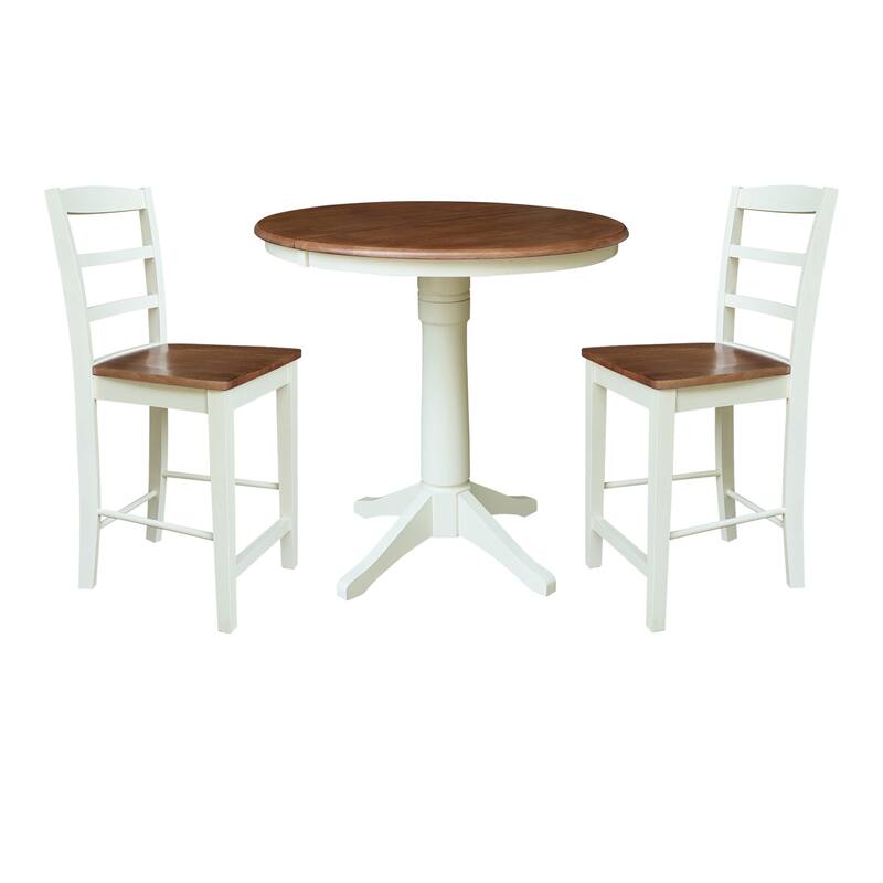 36" Round Extension Table with Counter Height Stools - 3-Piece