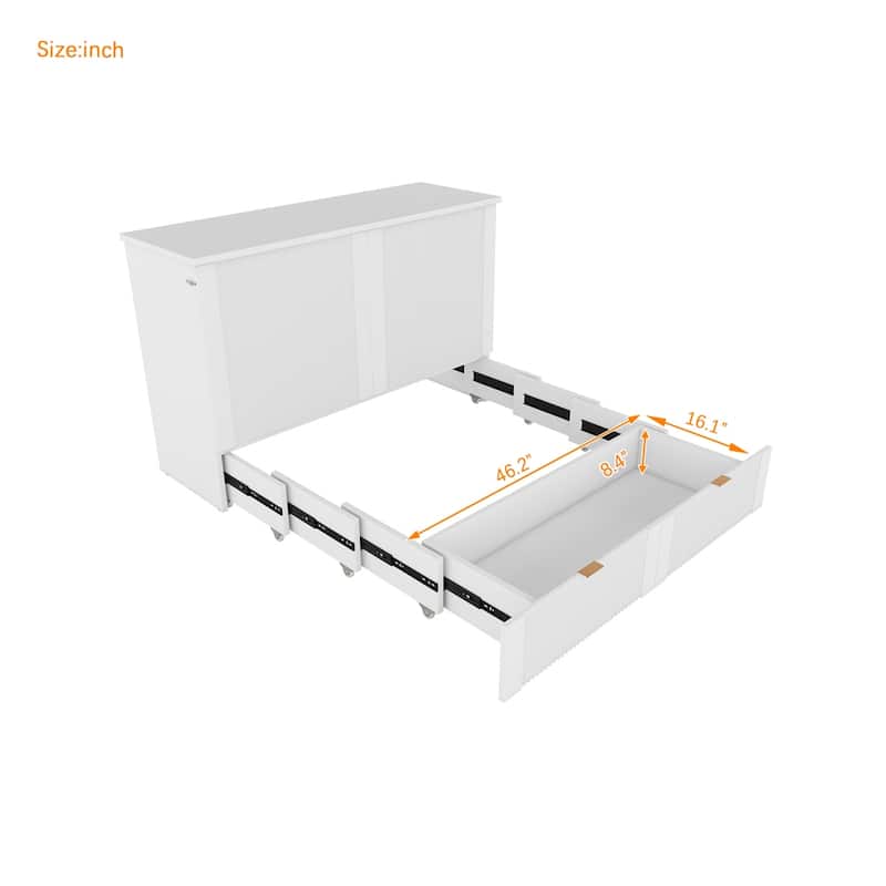 Full Size Wood Murphy Bed with a set of Sockets and USB Ports