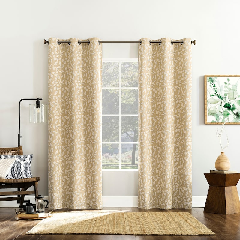 Sun Zero Satti Embroidered Leaf Total Blackout Grommet 1-Piece Curtain Panel, Single Panel