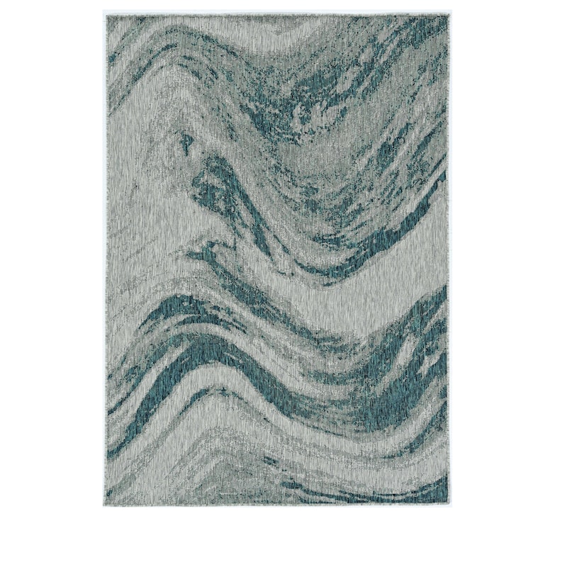 Cave Unique Abstract Weather Resistant Current & Stylish Outdoor Rug