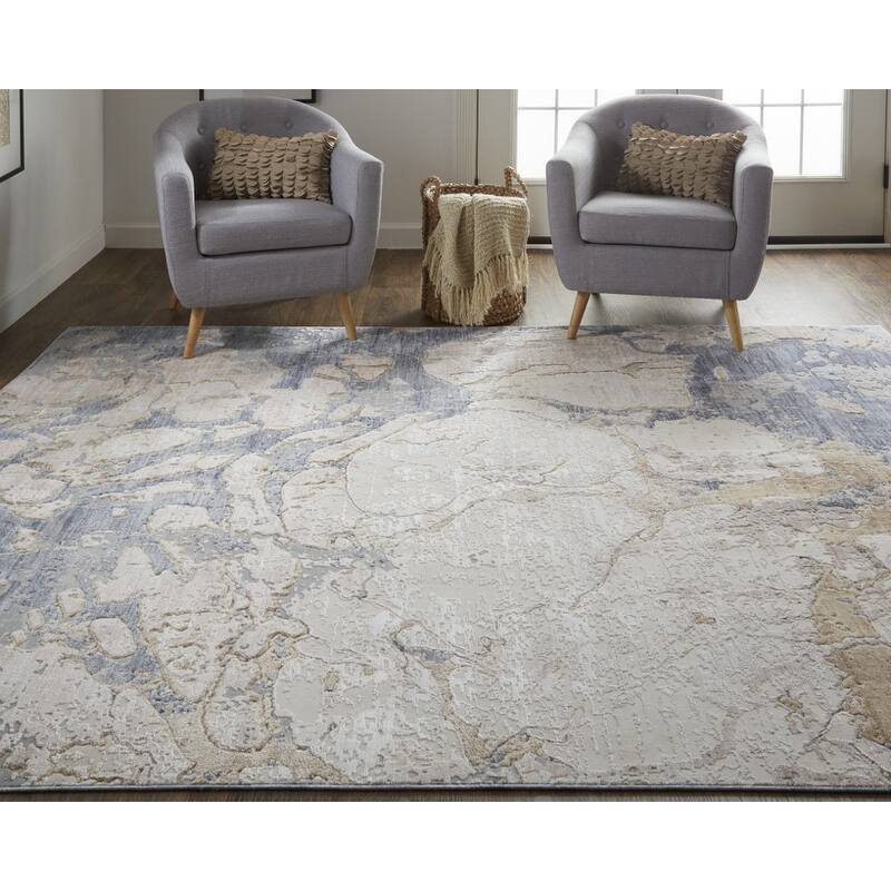 Wupe Power Loomed Distressed Abstract Modern Non Skid Area Rug By HomeRoots - 8' x 10'