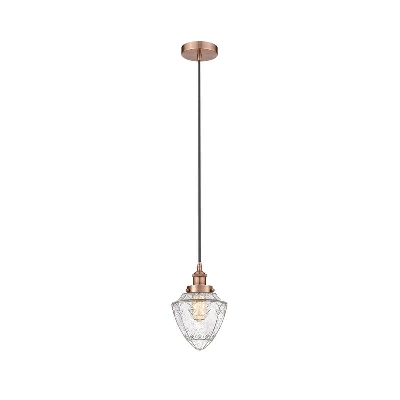 Innovations Lighting Bullet - 1 Light 7" Cord Hung Mini Pendant - Antique Copper/Seedy