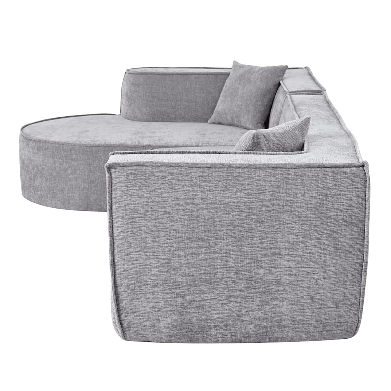 109.2" Chenille L-Shaped Sectional Sofa with 3 Seater and Throw Pillows