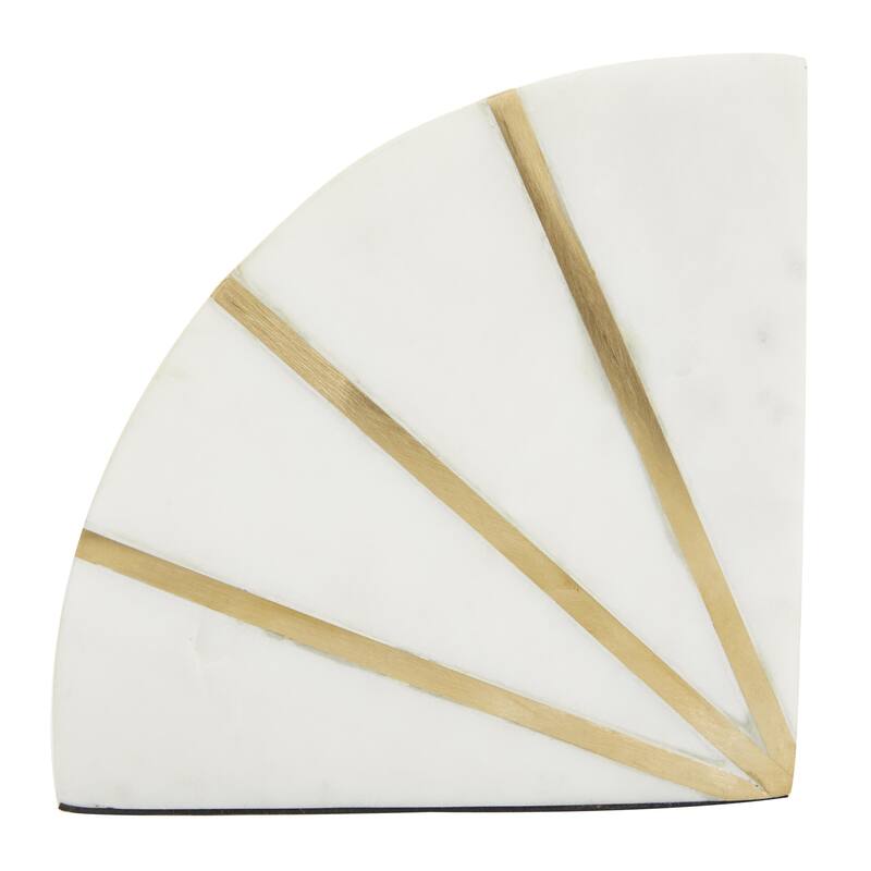 Marble Geometric 9 lbs Bookends with Gold Inlay - Set of 2 Black or White - CosmoLiving by Cosmopolitan