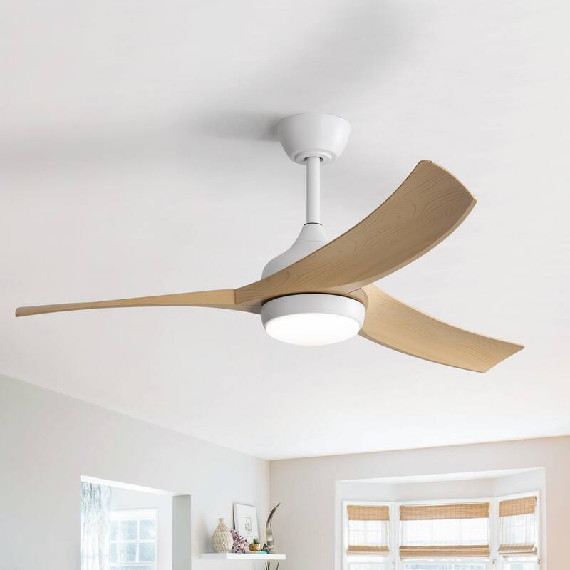 Sofucor 42“/52"/60"/48" Noiseless Walnut Wood Ceiling Fan with Remote Control, Integrated Light Optional