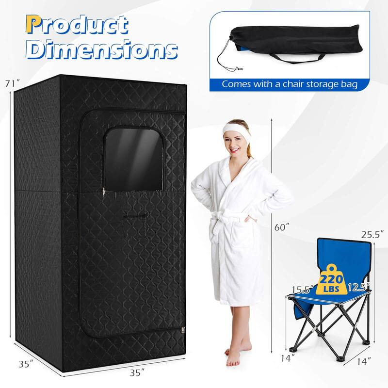 Costway Portable Steam Sauna Box, Extra-Large 35” x 35” x 71” - See Details