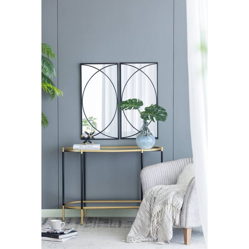 Crossed Ring Frame Wall Mirrors - 32" - Black - Set of 3