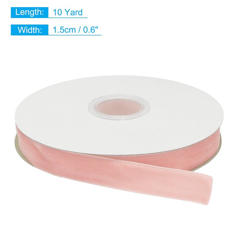 Velvet Ribbon 1 1/2 Inch Single Face Spool Silky for DIY Crafts - Light Pink - 5/8 Inch x 10 Yard