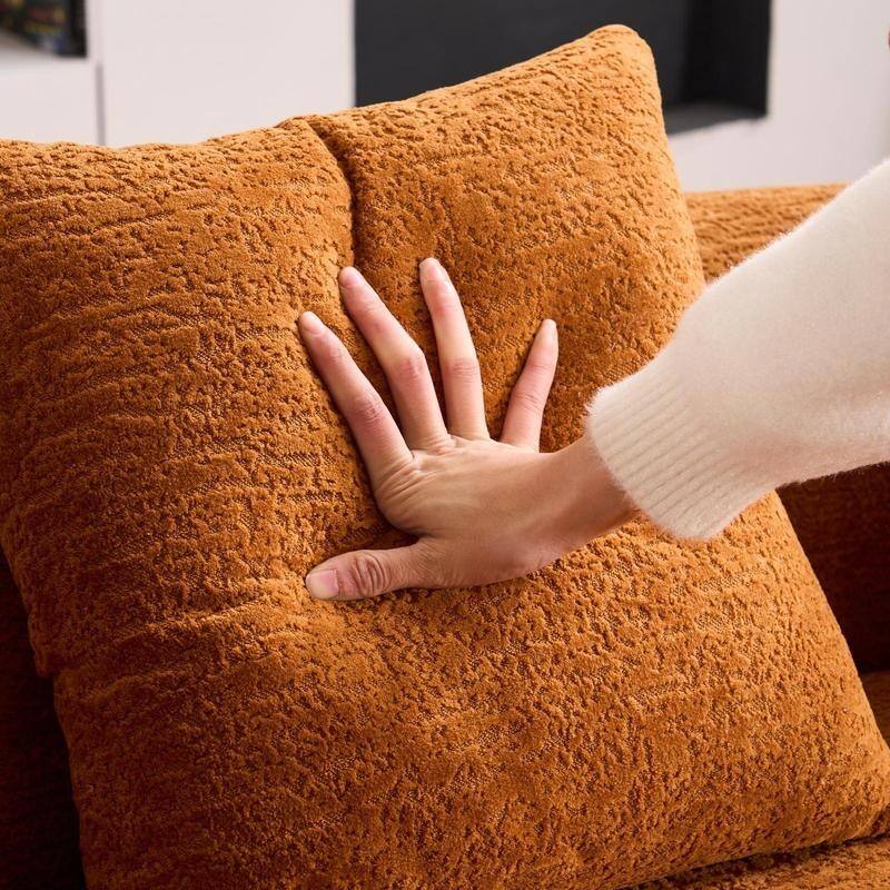 2-Seater Plush Curved Sofa,Pink Chenille,Compact,No Assembly,300lbs