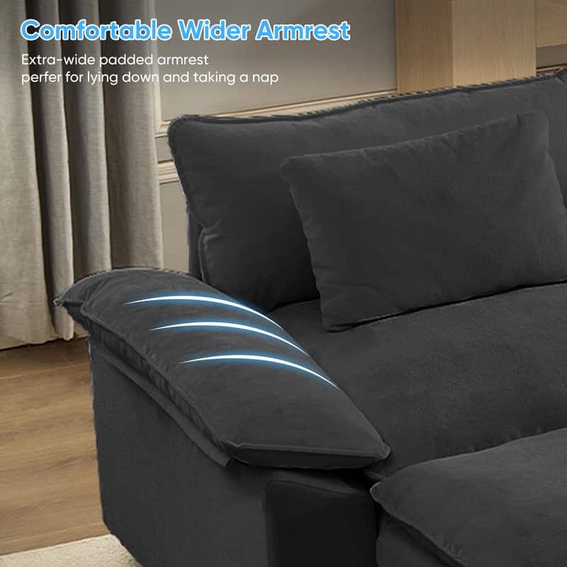 Modern 156''Oversized U-Shaped Modular Sectional Sofa with 2 Ottomans,6-Seat Cloud Couch,Chenille Sofa Sleeper Deep Seat Couches