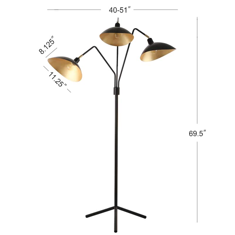 SAFAVIEH Lighting 70-inch Iris Black/ Gold Floor Lamp - 40-51"x16-29"x69.5"